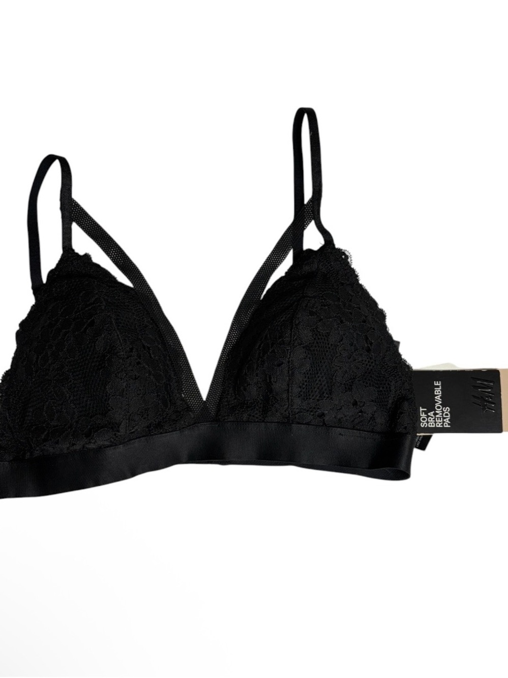 NWT black lace cutout padded bralette size S